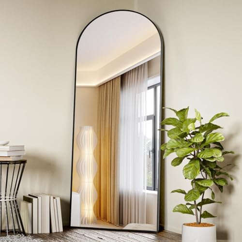Koonmi Arched Full Length Mirror, 65"x24" Arched Black Floor Mirror, Standing Hanging or Leaning Full Body Mirror with Aluminum Alloy Frame for Living Room and Bedroom by KOONMI