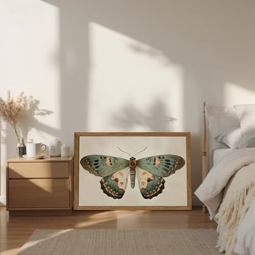 AVECCO Vintage Green Butterfly Decor Framed Wall Art Canvas 16x24 inch - Image 5
