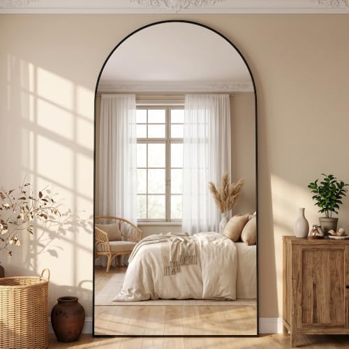 88"x44" Arched Full Length Mirror, Large Floor Mirror, Black by Unknown