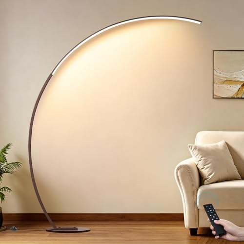 Dimmable LED Floor Lamp with 3 Color Temperatures, Ultra Bright 2000LM Brown Arc Floor Lamps for Living Room, Modern Standing Tall Lamp with Remote Control Reading Floor Lamp for Bedroom Office by Torondo