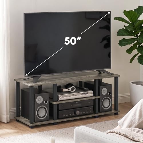 Furinno TURN-S-TUBE 3-Tier Toolless Assembly TV Stand, French Oak Grey - Image 2