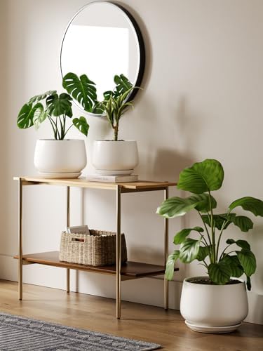 LE TAUCI Ceramic Plant Pots, 10 + 12 Inch, Set of 2, White - Image 3