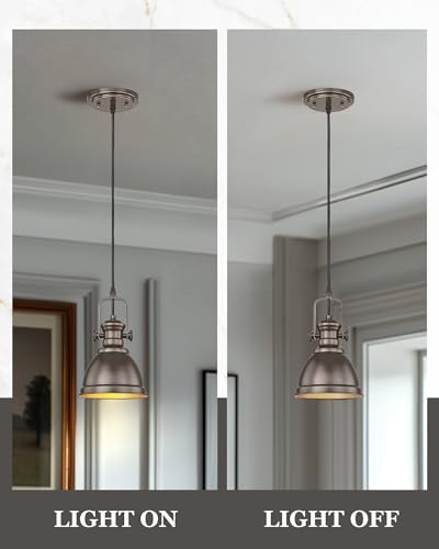 2-Pack Oil Rubbed Bronze Pendant Light Kitchen Island, Metal Shade - Image 4