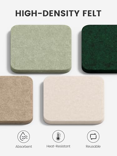 Fluxynara Felt Coasters with Holder, Set of 8 for Drinks, Nordic Moss - Image 3