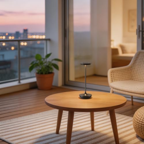 LED Rechargeable Cordless Table Lamp Battery Operated Light Set of 2 Black - Image 6