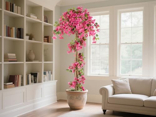 6FT Fake Bougainvillea Tree – Tall Artificial Pink Flower Plant for Home or Office Decor, Realistic Faux Tree for Living Room, Hallway, or Indoor Garden - Image 7