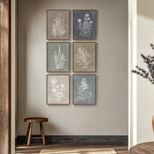 Framed Neutral Boho Botanical Wall Art for Living Room, 6 Piece 11x14 In - Image 4