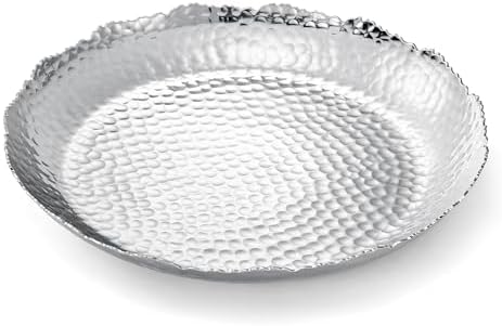 Silver Hammered Decorative Bowl Elegant Aluminum Centerpiece with Textured Finish Large Round 13 Inch Metallic Display Bowl for Home Kitchen or Dining Table Accent Modern Decorative Gifts Decor Bowls by Gute