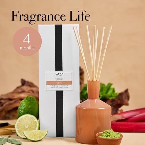 LAFCO New York Classic Reed Diffuser, Retreat - 6 oz - Up to 3 Months Fragrance Life - Reusable Glass Vessel - Natural Wood Reeds - Made in the USA - Image 4