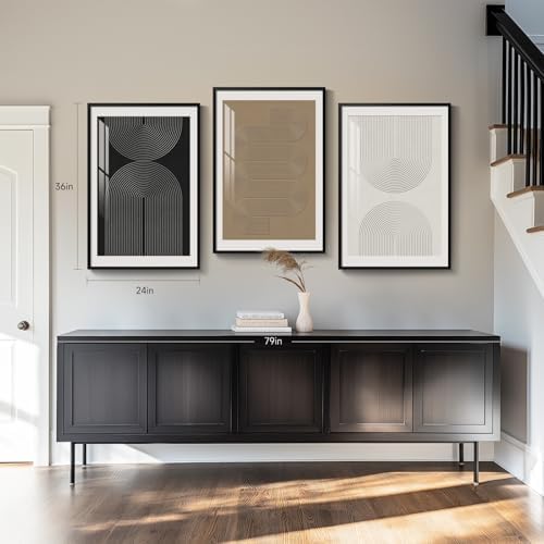 Framed Boho Neutral Abstract Wall Art for Living Room, 3 Piece 24x36 Inch - Image 3