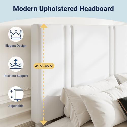 Allewie Queen Platform Bed Frame with Velvet Upholstered Headboard - Image 4