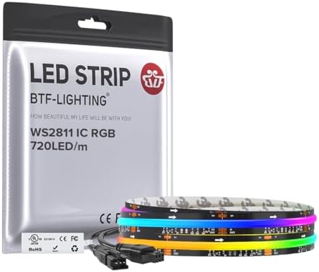 BTF-LIGHTING 3.28FT WS2811 Smart IC RGB DC24V FCOB COB LED Strip Light by BTF-LIGHTING