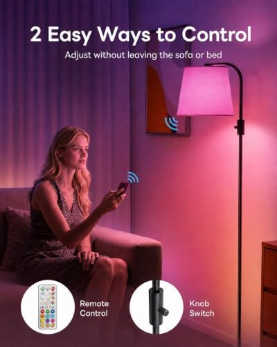 LED Arc Floor Lamp, RGB Color Changing, 65", 350° Swivel Shade - Image 3