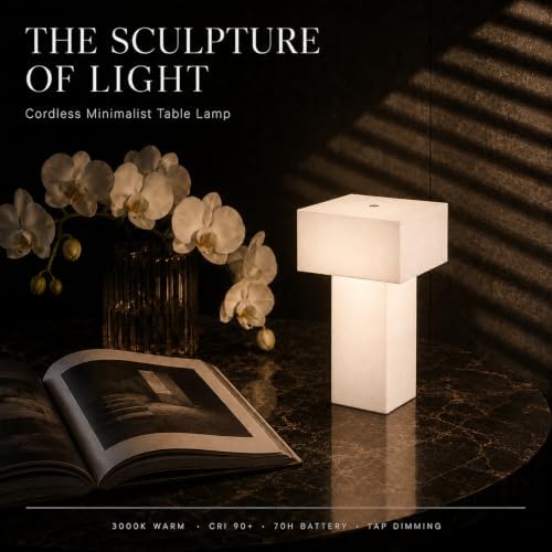 Cordless Rechargeable Table Lamp with Cocoon Shade Touch Dimmable - Image 2