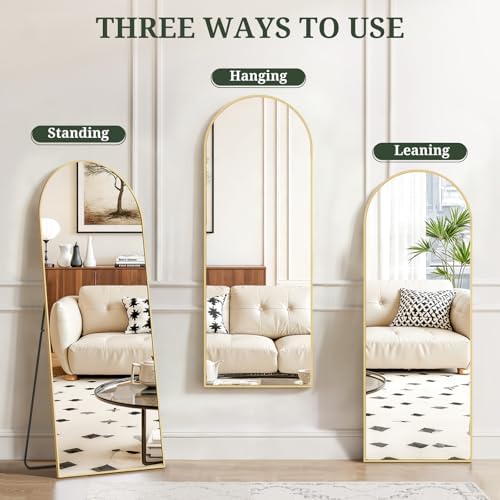 Mirror Full Length 58"x19", Arched Full Body Floor Mirrors with Stand - Image 6
