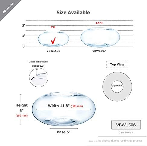 WGV Bowl Glass Vase, Diameter 12", Height 6", (Multiple Sizes Choices) Clear Flat Oval Bubble Floral Planter Terrarium for Wedding Event Home Decor, 1 Piece (VBW1506) - Image 2