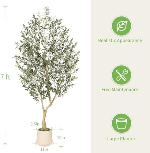 Realead 7ft Artificial Olive Tree with Tall Exquisite Planter - Image 3