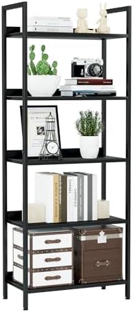 NUMENN Bookshelf, 5 Tier Freestanding Shelving Unit, Black by NUMENN