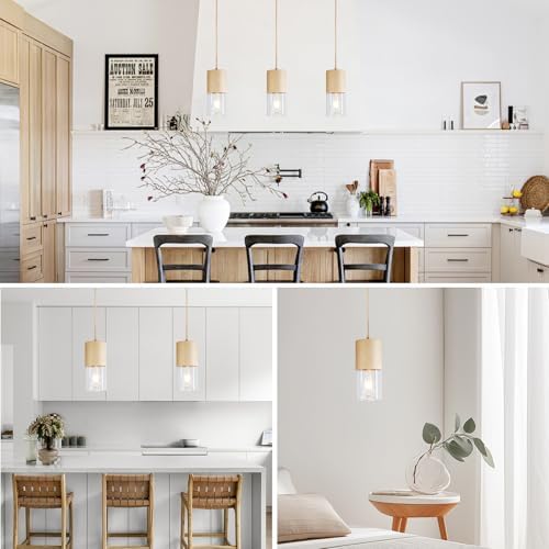 Gold Pendant Light Fixtures, Adjustable Modern Pendant Lights for Kitchen Island, Industrial Clear Glass Pendant Lights for Dining Table Hallway Bedroom Living Room,1 Pack - Image 2