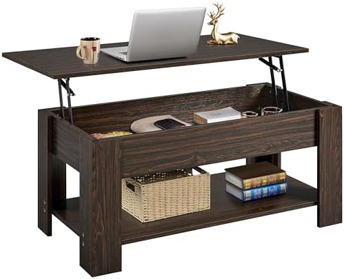 Yaheetech 47.2" Lift Top Coffee Table with Hidden Storage & Shelf, Espresso by Yaheetech