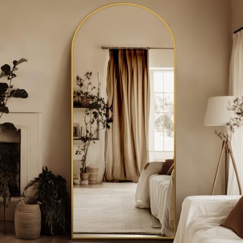 71"x32" Arched Full Length Mirror, Large Floor Mirror, Gold - Image 2