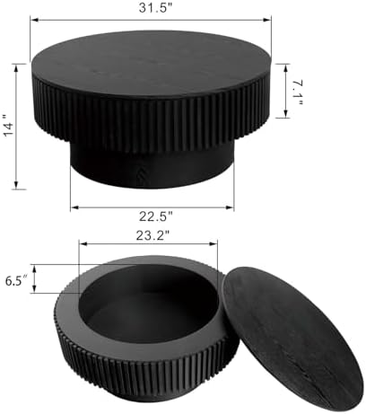 Round Coffee Table with Storage, Modern Wooden Coffee Table - Image 2