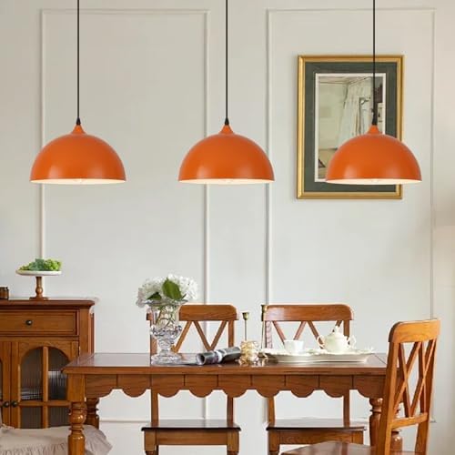 Orange Pendant Lights, 11.8" Kitchen Pendant Light 3 Pack, Industrial Pendant Light Fixtures for Kitchen Island, Farmhouse Pendant Lighting for Bedroom, Living Room, Cafe, Bar, Hallway - Image 5
