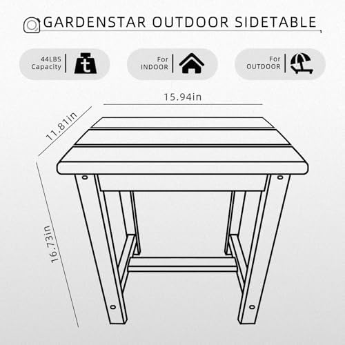 GARDENSTAR Adirondack Square Side Table,one-Tier Outdoor end Table, Patio Side Table for Pool,Porch,Backyard,Relaxing Companion (White) (Pack of 2) - Image 3