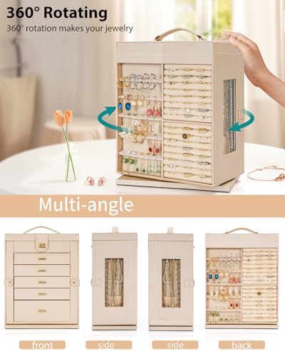 AKOZLIN 6-Tier Jewelry Box Organizer 5 Drawers Storage XXL Champagne - Image 3