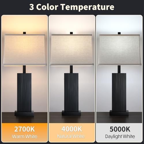 Lovlast 27.5" Black Modern Table Lamps Set of 2 for Bedroom Living Room - Image 3