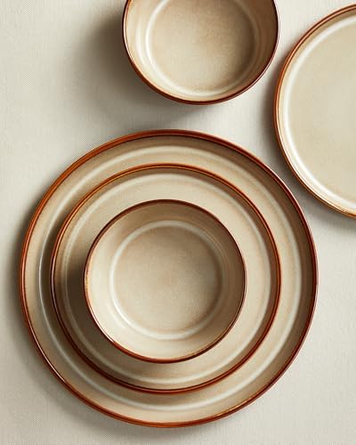 Pokini Ceramic Plates and Bowls Sets for 6, 18pcs Dinnerware Sets, Dish Set - Image 3