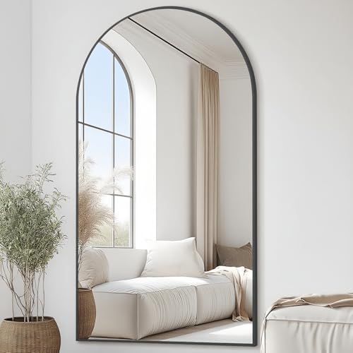 Prywot Full Length Mirror, Oversized 77"x38" Arched-Top Floor Mirror, Black - Image 3