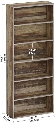 IRONCK Bookshelves and Bookcases Floor Standing 6 Tiers Display Storage Shelves 70 in Tall Bookcase Home Decor Furniture for Home Office, Living Room, Bed Room - Image 3