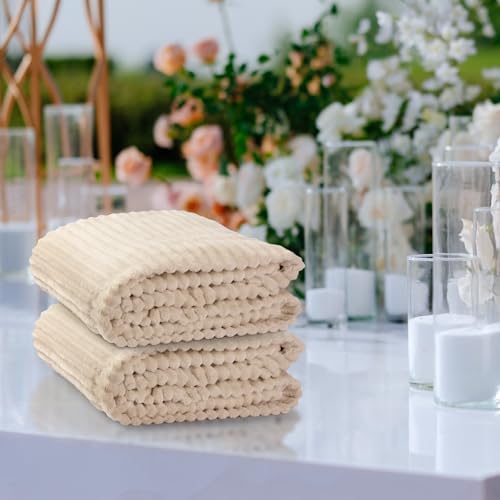 Buryeah 6 Pcs Flannel Blankets Bulk,Fall Outdoor Wedding, Beige - Image 6