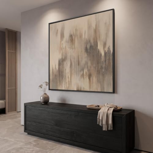 Extra Large Framed Neutral Abstract Wall Art for Living Room Decor, 48x48 - Image 2