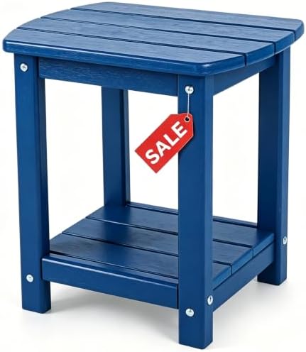 Adirondack Square Outdoor Side Table,2-Tier Storage Patio Side Table, HDPE End Tables for Backyard Pool Porch Garden Lawn by GARDENSTAR