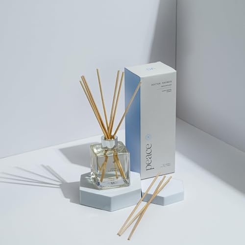 Doctor Aromas Premium Reed Diffuser Diffuser Glass Jar Set Elegant Scent for Home, Room or Bathroom and Fresh Air Scent Lasting Home Fragrance Over 90 Days (Pack of 1, Peace) - Image 3