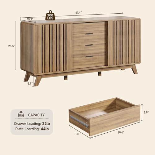 ONBRILL Sideboard Buffet Cabinet with Storage, Fluted Kitchen Cabinet - Image 2