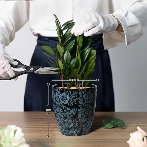 8 inch Plant Pot，Ceramic Plant pots，Ceramic Planter for Indoor Plants Outdoor,Mid-Century Modern Home Decor, Modern Flower Pot, Large Plant Pot with Drainage Hole - Image 2