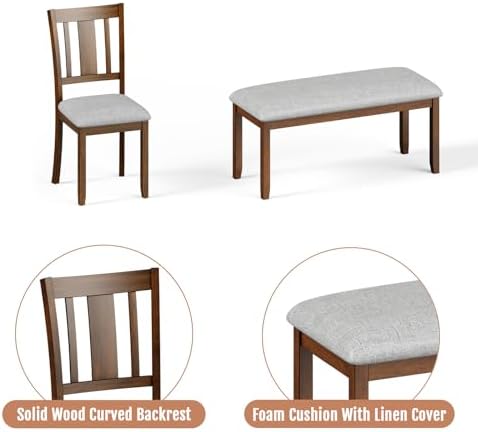 Zevemomo 6-Piece Solid Wood Dining Table Set,Dining Table Set for 6, Walnut - Image 5