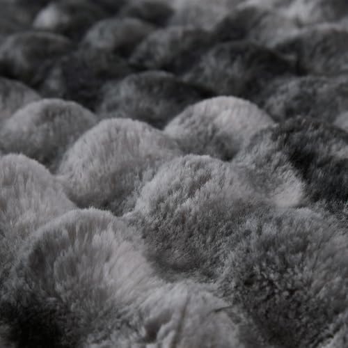 COOVA Soft Bubble Faux Fur Throw Blanket, 60"x80", Tie-dye Light Grey - Image 5