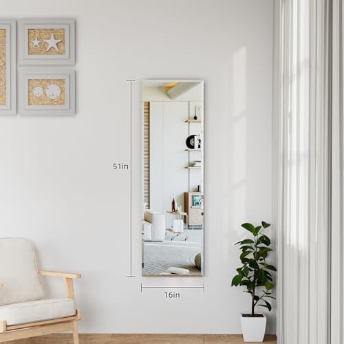 51"x16" Frameless Full Length Wall Mirrors,Rectangular Mirror Full Length Wall Mounted,Tall Full Body Mirrors with Beveled,Suitable for Living Rooms and Bedrooms - Image 3