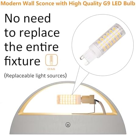 Aipsun 4 Pack Nickel Modern LED Wall Sconce Hardwired Indoor Wall Lights Up and Down Wall Mount Light for Living Room Bedroom Hallway Corridor Conservatory Warm White 3000K(with G9 Bulbs) - Image 3