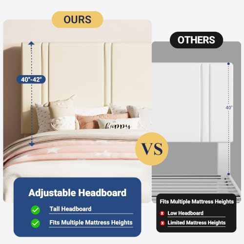 Allewie Twin Platform Bed Frame with Velvet Upholstered Headboard - Image 6