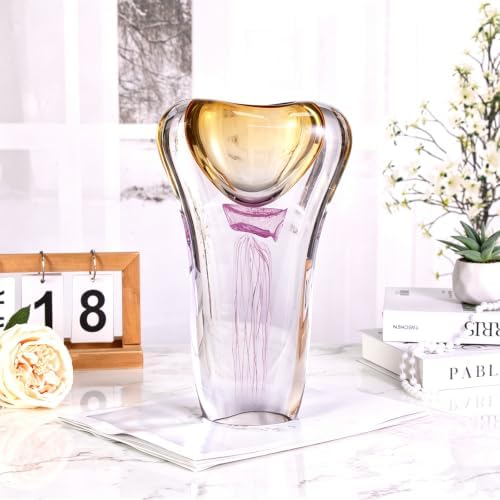 KAMMAK Glass Vase,Colored Hand Blown Decorative Vase - Image 3