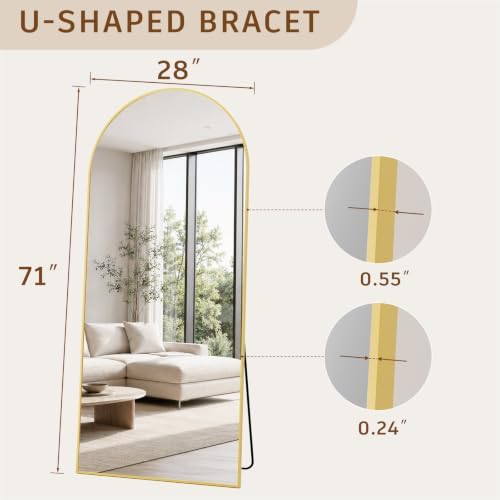 Koonmi 71x28 Arched Full Length Mirror, Floor Mirror with Stand - Image 3