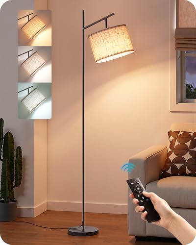 EDISHINE 64.7IN Floor Lamp for Living Room with Remote, Black Standing Lamp by EDISHINE