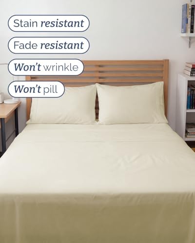 Full XL Sheets - 4 Piece Full XL Sheet Set - Cool & Breathable - Off White - Image 5