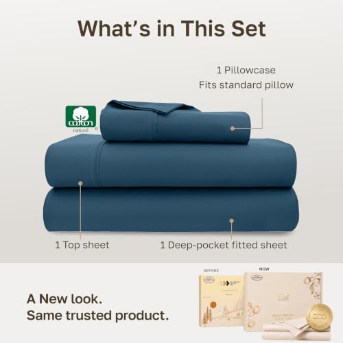 California Design Den 100% Cotton Sateen Twin Bedsheets, 3 Pcs Set - Image 3