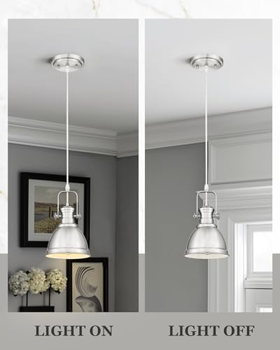 Brushed Nickel Pendant Lights Kitchen Island, 6" Metal Shade - Image 4